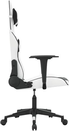 Ігрове крісло, біла та чорна штучна шкіра, офісне крісло, ігрове крісло, обертове крісло, стілець для столу - 3143697