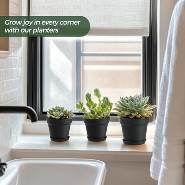 Пластиковий квітковий горщик з блюдцем, набір з 18 квіткових горщиків кімнатна сівалка з декількома дренажними отворами, невеликий