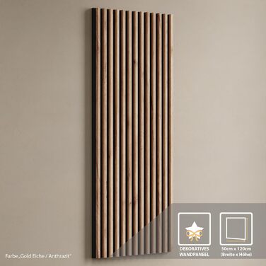 Вішалка для передпокою Planetmbel 2 шт. 100 см золотий дуб, настінна панель 50 см золотий дуб/антрацит з дзеркалом 50 см (без світ