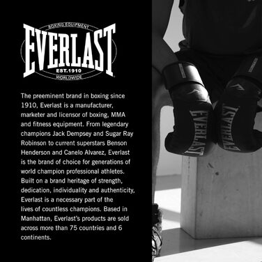 Боксерські рукавички Everlast Powerlock 2R, для боксерського мішка, лап та спарингу, з функцією підтримки зап&39ястя Turnback, 4-шарова піна оригінальне спорядження Everlast Black 14OZ