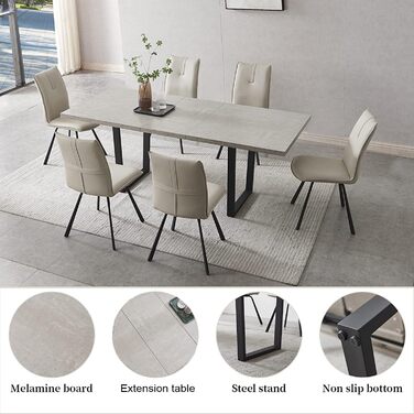 Обідній стіл JIEXI з комплектом 4-8 стільців, розсувний обідній стіл, обідній стіл, обідній гарнітур з 4-8 стільцями, дерев&39яний стіл з МДФ, підходить для вітальні, кухні (стіл 130-170 см)