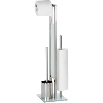Набір для унітазу WENKO Rivalta, з вбудованим тримачем для рулону туалетного паперу та тримачем для щітки, з нержавіючої сталі без