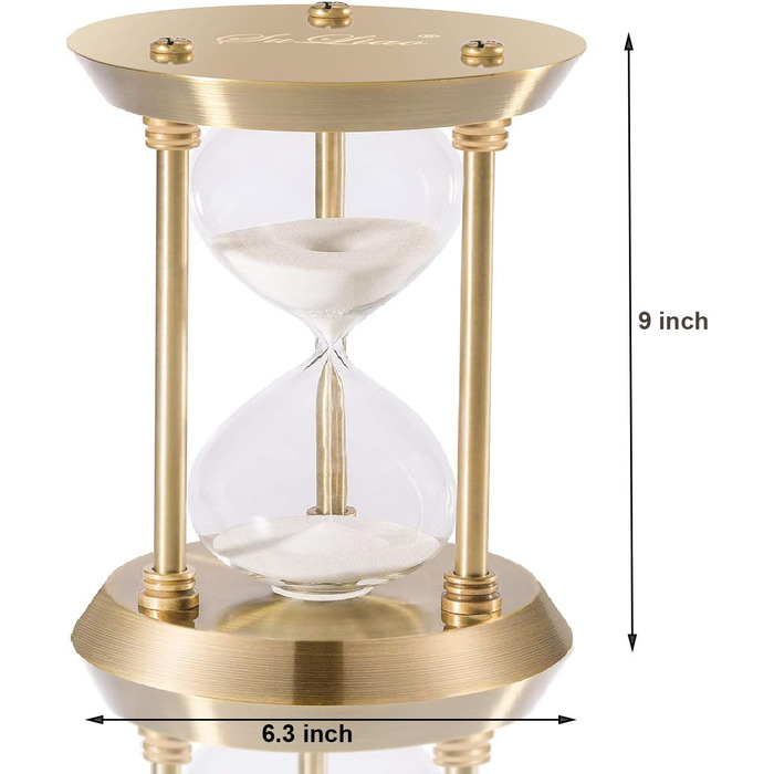 Пісочний годинник SuLiao для Uten, Поворотний на 720, Старовинний білий пісочний годинник, Вінтажний пісочний годинник 1 Hora Reloj de Arena, Великий метал, Пісочний годинник, Офіс, Письмовий стіл, Дім, Весільне оформлення (Білий, 60 хв)