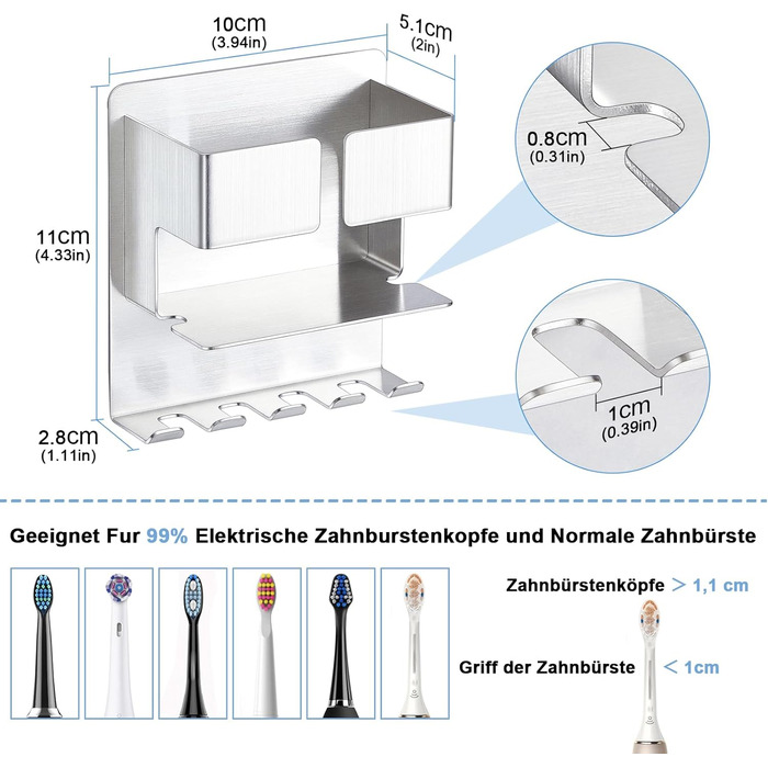 Тримач для зубної щітки - дозатор зубної пасти настінний без свердління, електричний тримач для зубної щітки самоклеючий тримач дл