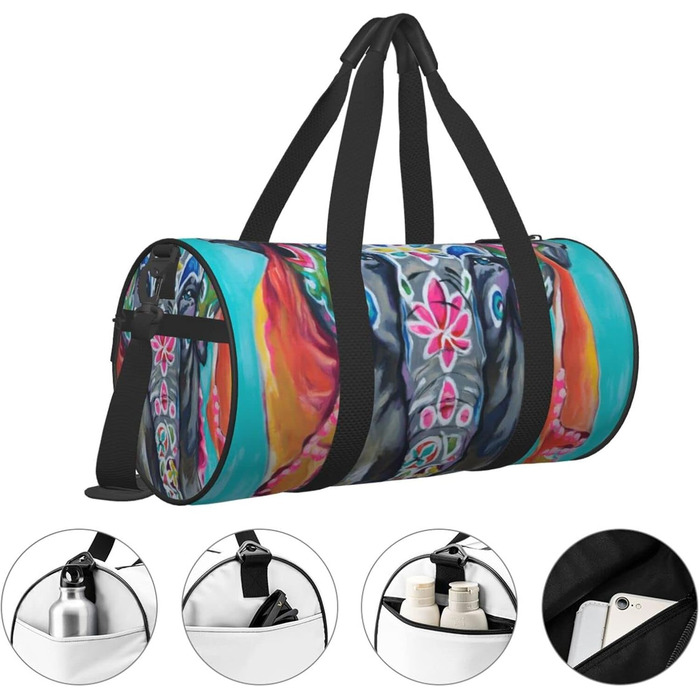 Дорожня сумка-циліндр з художнім принтом слона, спортивна сумка для чоловіків та жінок, сумка-мішок, спортивна дорожня сумка