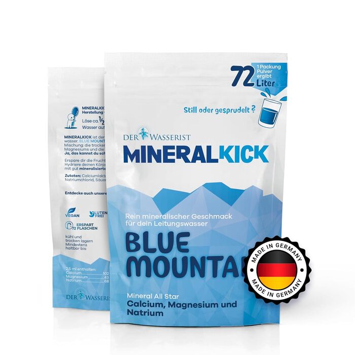 Для вашої водопровідної води - BLUE MOUNTAIN, мінерально збалансована кальцієм, магнієм і натрієм - становить 72 літри