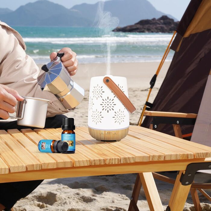 Керамічний аромадифузор SALUBRITO для ефірних олій, бездротовий акумуляторний ароматерапевтичний дифузор з батареєю, портативний дифузор, ароматична лампа з автоматичним вимкненням для відпочинку на природі, кемпінгу, дому, йоги