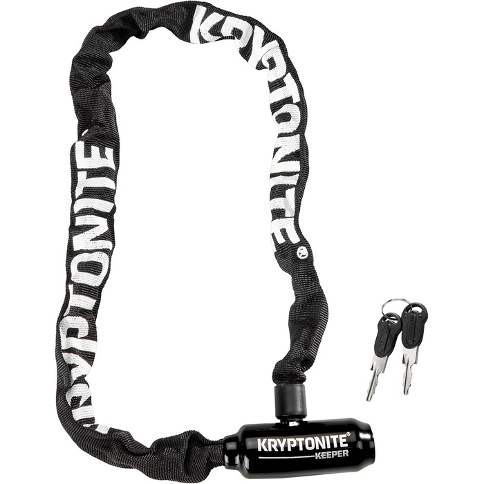 Інтегрований ланцюговий замок Kryptonite Keeper 585 - 85 см, клас безпеки 4/10, протиугінний велосипедний замок - зі сталевим ланцюгом 5 мм та 2 ключами - чорний, одинарний