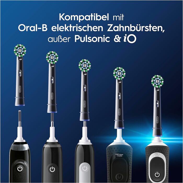 Щітки Oral-B Pro CrossAction для електричної зубної щітки, 12 шт. , чудове чищення зубів, X-щетина, оригінальна насадка для зубної щітки Oral-B, упаковка, готова до поштової скриньки, Зроблено в Німеччині (10 шт. (1 упаковка), чорна)