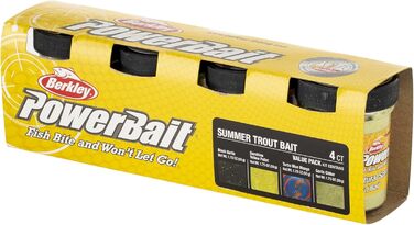 Сезонний набір Berkley PowerBait Trout Dough, 4 кольори та смаки для цілорічного лову форелі, ароматизована, пластична наживка, підходить для всіх рівнів майстерності (весна).