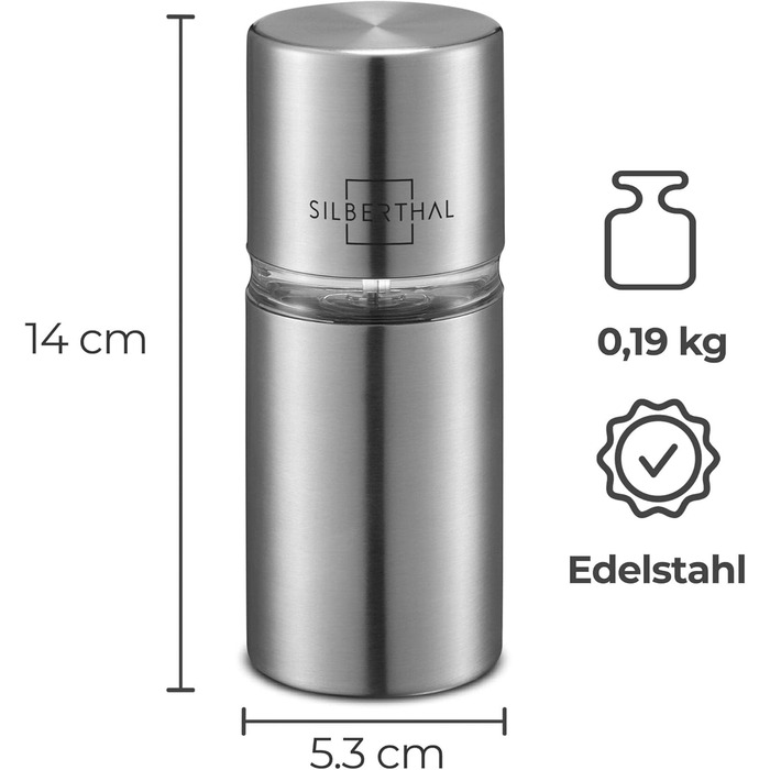 Мускатний млин SILBERTHAL для дрібно подрібненого мускатного горіха - Подрібнювач мускатного горіха з накопичувачем з нержавіючої сталі - терка для спецій