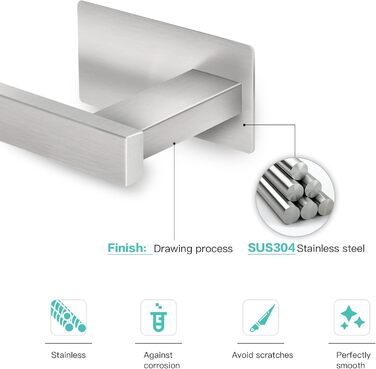 Тримач для туалетного рулону Lonvii Без свердління - Тримач для туалетного рулону з нержавіючої сталі Тримач для туалетного рулону