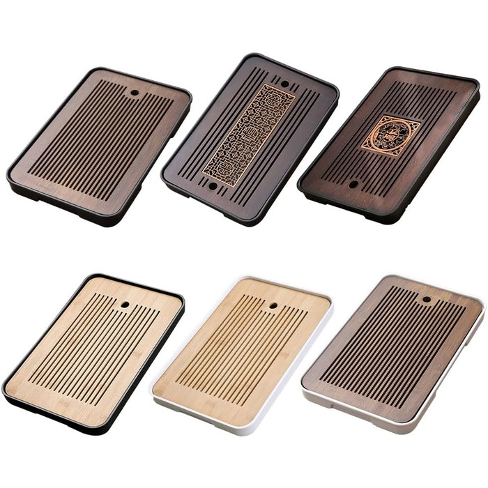 Чайний набір Кунг-Фу з підносом, 36 x 24 см, з ПВХ гладкі краї, швидкий дренаж, розбірна конструкція для легкого очищення