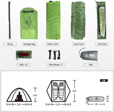 Намет для походів Naturehike Star Trails EXT, надлегкий кемпінговий намет на 1 особу, водонепроникний намет для пригод на свіжому повітрі, компактний дизайн із сумісністю з автомобілем, 20D Bud Green
