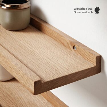 Дерев&39яна полиця для картин, настінна полиця, плаваюча полиця з дуба, полиця для коридору, дерев&39яний декор, настінна полиця, масив дерева (світлий дуб, ширина 80 см / глибина 15 см) Ширина 80 см / глибина 15 см світлий дуб