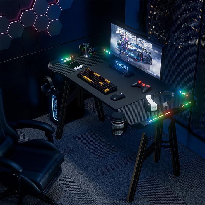 Ігровий стіл Storeo Imp, 120 x 60 x 74 см, МДФ / сталь / вуглецеве волокно, чорний