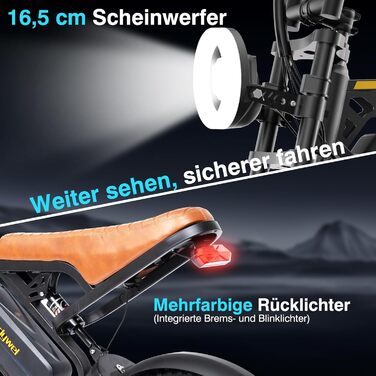 Електровелосипед Bodywel M16 для чоловіків та жінок, 16x4,0 дюймів, універсальний, для міських та гірських велосипедів, акумулятор 48 В 13 Аг, двигун 250 Вт, запас ходу 80 км (PAS), РК-дисплей, подвійне освітлення, повнопідвісний електровелосипед