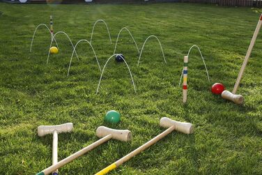 Дерев&39яний набір для крокету Spetebo з сумкою для перенесення - для 4 гравців - Кільця для гри в крокетний сад для дорослих