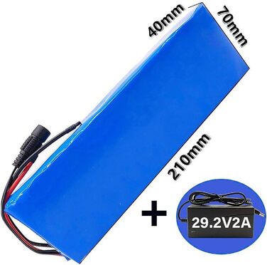 Акумулятор для електровелосипеда 24 В 20 Аг, акумулятор для електровелосипеда 29,4 В 7S3P, водонепроникний ПВХ-акумулятор 24 В, вбудована система управління будівлею (BMS) із зарядним пристроєм, для двигунів 150 Вт, 250 Вт, 350 Вт, 24 В 20 Аг XT60