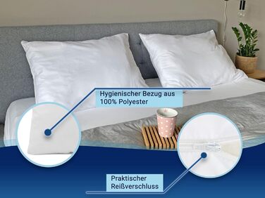 Комплект подушок ZOLLNER з 2 предметів - Виготовлено в Німеччині - Наповнювач з поліестеру - Чохол з високоякісного поліестеру - Можна прати при температурі до 60C - 60x80 см - Готельна якість - Сертифіковано Oeko-Tex 60x80 см Білий