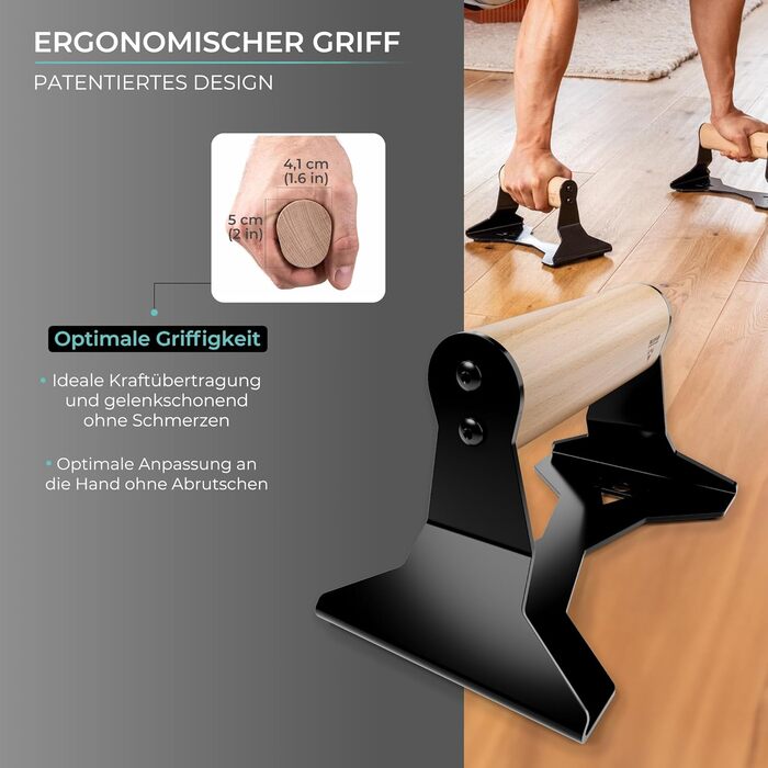 Ручки для віджимань PULLUP & DIP з ергономічною дерев&39яною ручкою та міцною сталлю - Нековзні турніки для віджимань, турніки для стійки на руках для силових тренувань та калістеніки