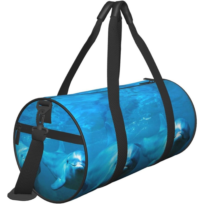 Спортивна сумка, дорожня сумка, з принтом дельфіна, чорна, універсальний розмір