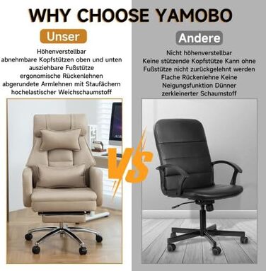 Крісло керівника з функцією нахилу на 155 та підставкою для ніг Ергономічне обертове офісне крісло з 4D підлокітниками, регульованою висотою, виготовлене з легкої в догляді бежевої штучної шкіри, для використання вдома.