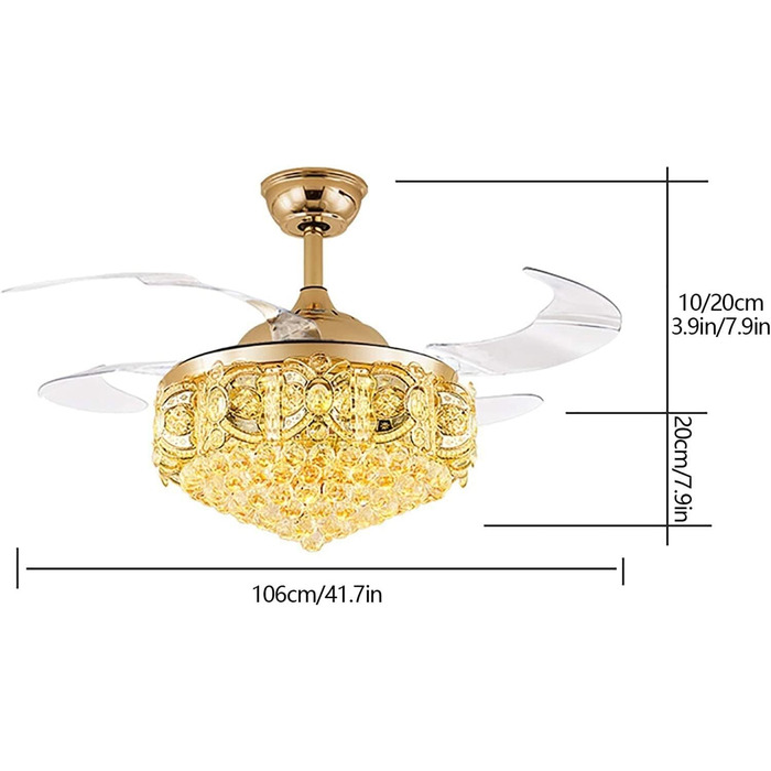 Безшумний вентилятор з лампою Кришталева люстра-вентилятор з підсвічуванням Сучасний стельовий вентилятор з підсвічуванням і світл