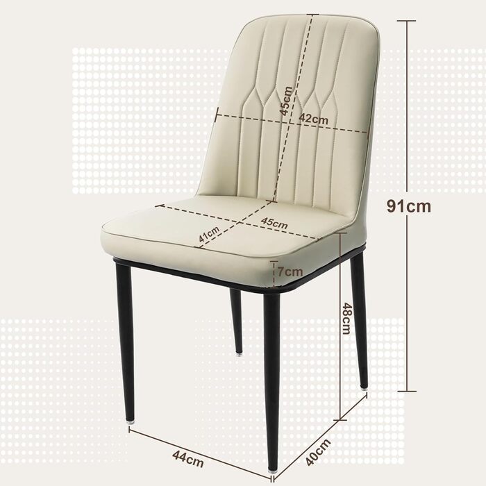 Обідні стільці, комплект з 2 шт. з оббивкою зі штучної шкіри, ергономічне крісло для їдальні, висока спинка, зручне м&39яке крісло, сучасне кухонне крісло, білий колір