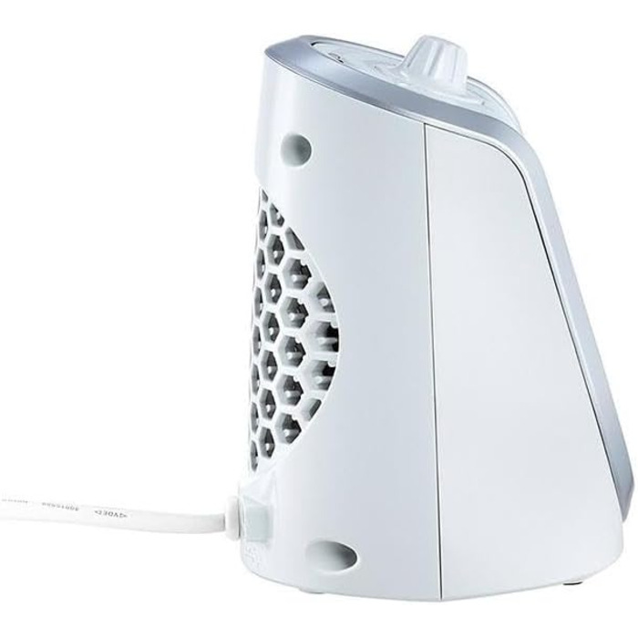 Керамічний вентилятор-обігрівач EWT DDF 250 Вт, компактний настільний пристрій з USB-портом та термостатом, функцією заряджання смартфона, обігрівач зі світлодіодним підсвічуванням, плавне регулювання потужності, 250 Вт, білий