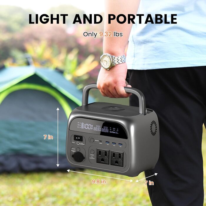 Портативна електростанція Apower300, акумулятор LiFePO4 ємністю 230 Втгод зі швидкою зарядкою, сонячний генератор потужністю 500 Вт із портом змінного струму 220 В/автомобільного прикурювача/USB-виходом для подорожей, кемпінгу, автофургонів та як аварійни