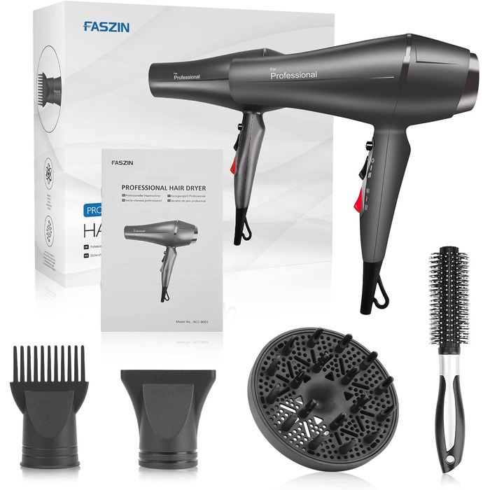 Фен Faszin Hair Dryer Ion Professional Професійний фен для волосся - надшвидкий фен з термостійкою технологією Triple-L Plus, з 4