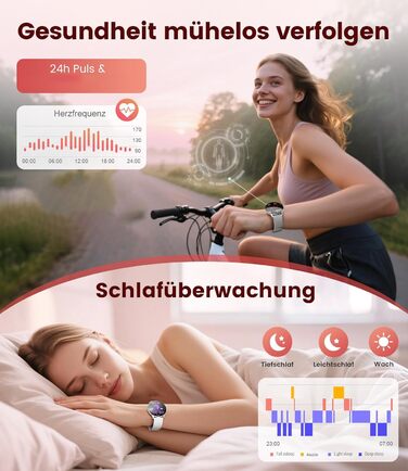 Жіночий смарт-годинник LIGE (2 ремінці), 1,43-дюймовий HD AMOLED-дисплей, смарт-годинник з функцією телефону, фітнес-годинник, спортивний годинник з понад 120 спортивними режимами, відстеження сну, відстеження менструального циклу, годинник для iOS/Androi