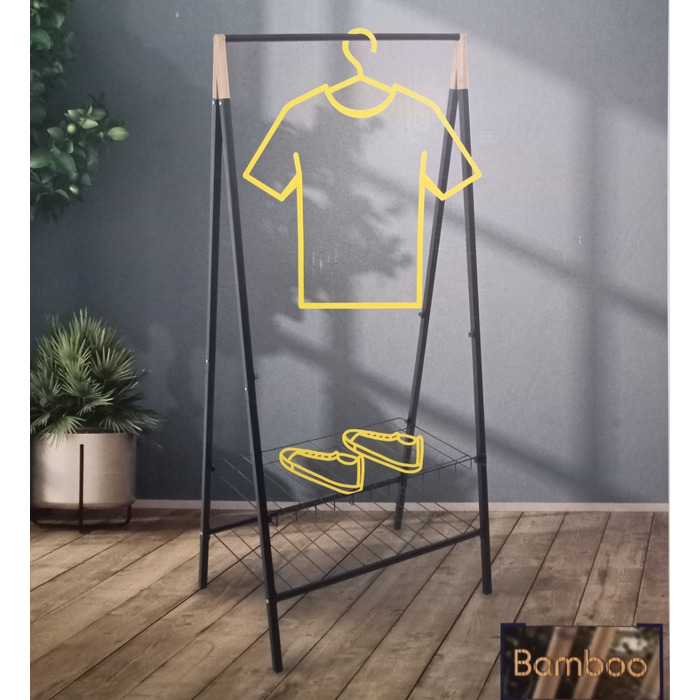 Стійка для одягу Casa Si Garment Rack Bamboo Black (CS92308W04)
