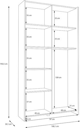 Багатофункціональна шафа 100 40, сучасна шафа з розсувними дверима та 2 дверима, вузька, для передпокою, дерев&39яний композит, білий колір, 100,1 см завширшки x 190,5 см заввишки x 39,1 см завглибшки. Шафа з розсувними дверима завширшки 120 см.