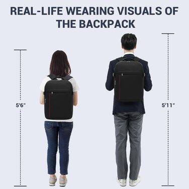 Рюкзак KONO, ручна поклажа, літак, 40x30x20, Ryanair та Eurowings, дорожній рюкзак для жінок та чоловіків, 24 л, надлегкий (500 г), з портом зарядки USB для ноутбуків до 15,6 дюймів, чорний, 40x30x20 см