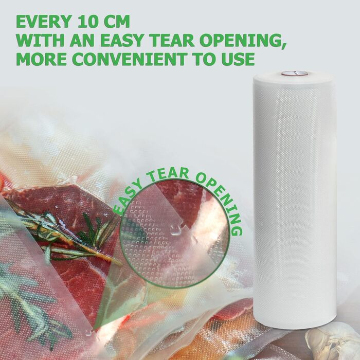 Вакуумні пакети KitchenBoss Рулони харчової вакуумної плівки Вакуумні пакувальні пакети Вакуумна пакувальна плівка вакуумні пакети Рулони плівки для вакуумного пакувальника та пакет без усадки Sous Vide BPA 28x500 см 3 рулони