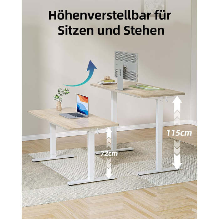 Письмовий стіл з регульованою висотою 12060 см, Електричне регулювання висоти, Стіл для роботи сидячи/стоячи з 2 функціями пам&39яті, Комп&39ютерний стіл, Клен 120 x 60 см Клен