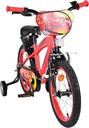 Дитячий велосипед Volare Disney Cars 16 дюймів 46 років Ручні та американські гальма Допоміжні колеса Захист ланцюга Регульоване сідло Подарунок для дівчаток та хлопчиків