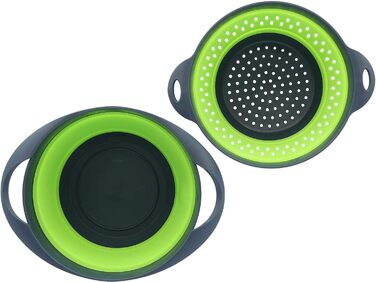Силіконова миска та силіконове ситечко Camp4, складні 2-в-1, сіро-лаймові