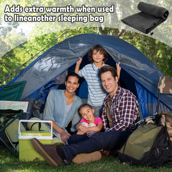 Теплий вкладиш для спального мішка, підходить для кемпінгу та походів на свіжому повітрі, портативний флісовий спальний мішок з антипілінговим покриттям, сірий.