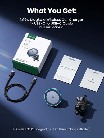 Сертифікований бездротовий автомобільний зарядний пристрій потужністю 15 Вт з функцією зарядки, сумісний з MagSafe для iPhone 16/1