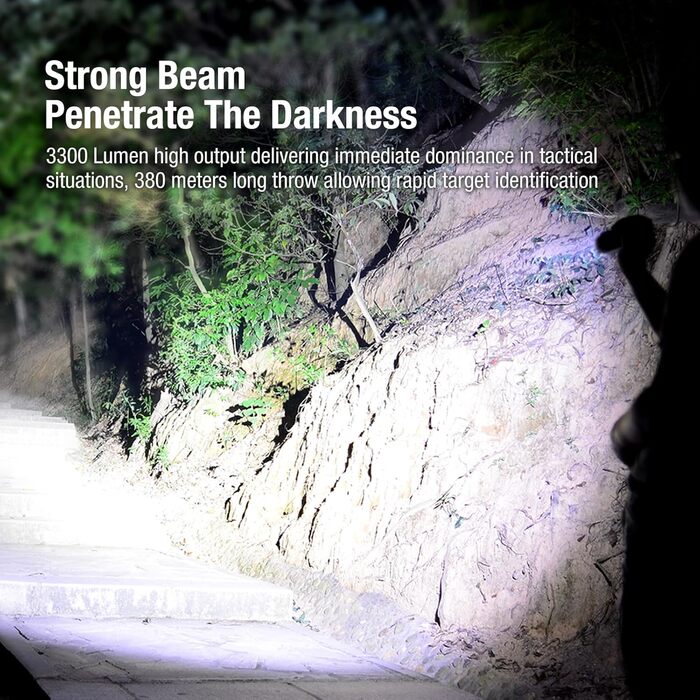Тактичний ліхтарик Klarus XT11GT Pro Ultimate Control з двома перемикачами, яскравістю 3300 люмен, дальністю променя 380 метрів, водонепроникністю IPX8 для кемпінгу, походів та надзвичайних ситуацій