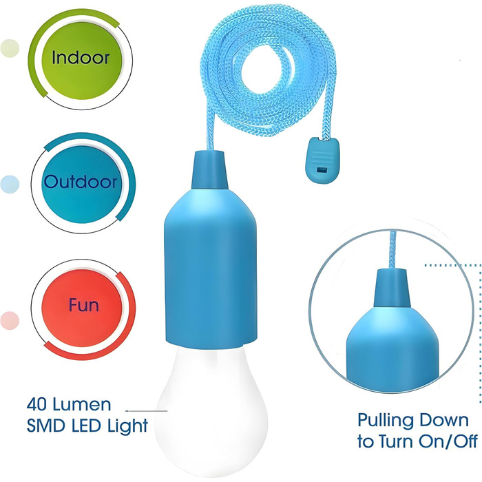 Комплект світлодіодних лампочок із шнуром, що працюють від батарейок, портативний підвісний ліхтар із шнуром для приміщень, вулиці, весілля, надзвичайних ситуацій, кемпінгу, прикраси, садових вечірок, 7-
