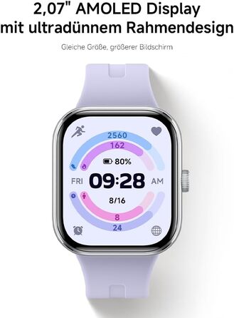 Розумний годинник XIAOMI Redmi Watch 5, відстеження спорту та фітнесу, 2.07-дюймовий AMOLED-дисплей, 24 дні роботи від батареї, понад 150 спортивних режимів, моніторинг серцевого ритму, відстеження сну, водонепроникність 5 атм, GPS, Android та iOS, срібля