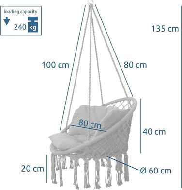 Ваш GEAR Boracay - Підвісне крісло з оббивкою сидінь сірого або бежевого кольору - максимум 240 кг Протестовано TV - Підвісне кріс