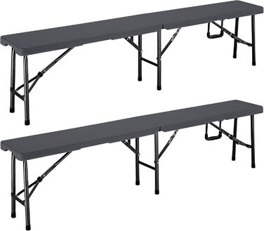 Комплект пивних наметів CASARIA 180 см Складана пивна лавка Широкий стіл Пластикові пивні лавки Пивний стіл Фестивальний намет Пивний набір Складаний стіл Кемпінг Пивний сад Антрацит