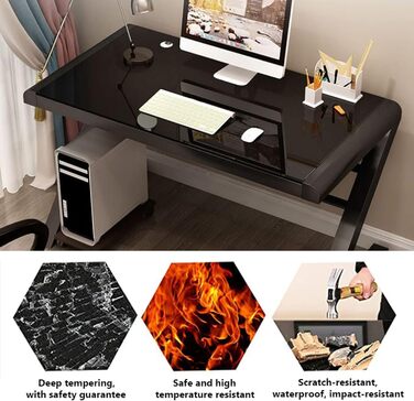 Комп&39ютерний стіл із загартованого скла з металевим каркасом у формі літери Z Сучасний ігровий стіл для домашнього офісу, студентського столу, особистого робочого простору, білий, 39 дюймів