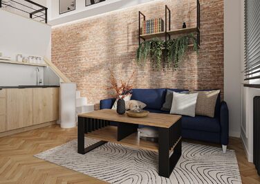 Журнальний столик Meble Pitus Сучасний стіл для вітальні Журнальний столик з місцем для зберігання 90 x 50 x 50 см Стіл для вітальні Меблі з рейковими елементами Вічний дуб