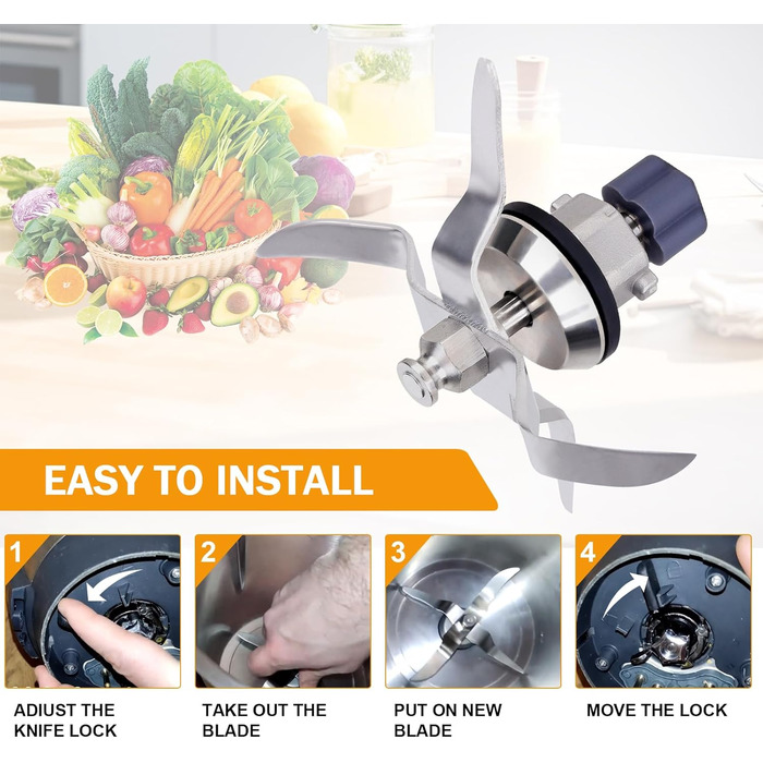 Змінне лезо з нержавіючої сталі, сумісне з розумним кухонним комбайном Silvercrest Monsieur Cuisine Connect і Monsieur Cuisine, змінним лезом блендера з ущільнювальним кільцем і щіткою для чищення